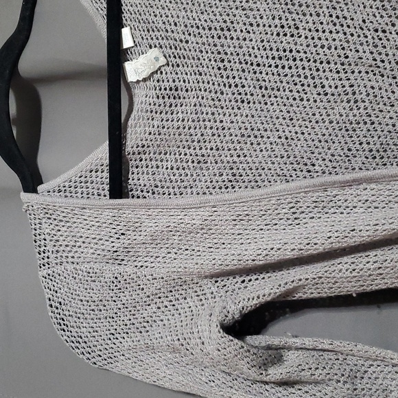 Eloise Gray Crochet Wrap Sweater Cardigan - Picture 3 of 11